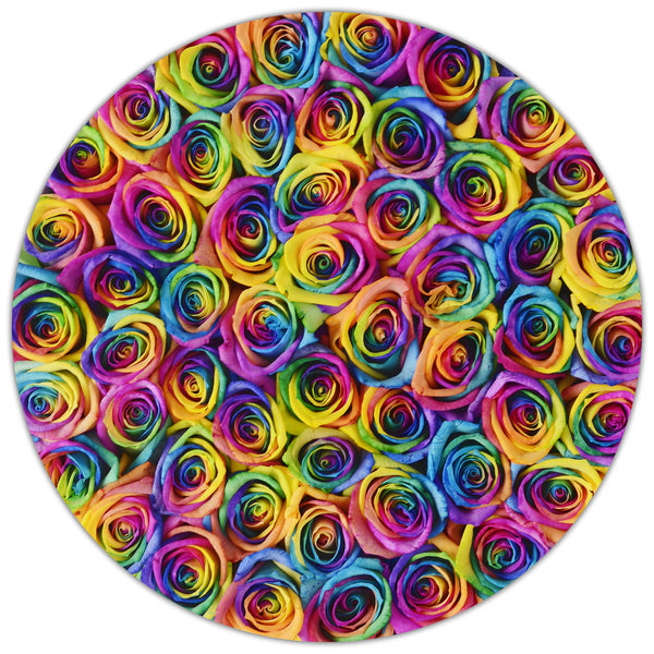Medium - Rainbow Roses - White Box - The Million Roses Slovakia