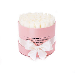 Small - White  Roses - Pink Box - The Million Roses Slovakia