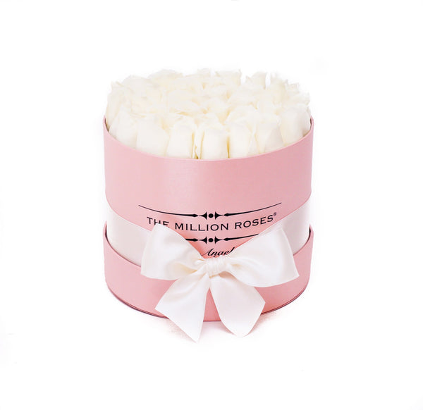 Small - White  Roses - Pink Box - The Million Roses Slovakia