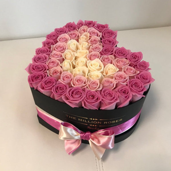 Black Heart Box- Mix Roses - The Million Roses Slovakia