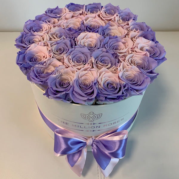 Medium Vanilla Box- Pink & Purple Eternity Roses - The Million Roses Slovakia
