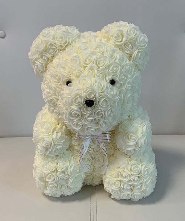 Rose Bear- White, 40cm - The Million Roses Slovakia