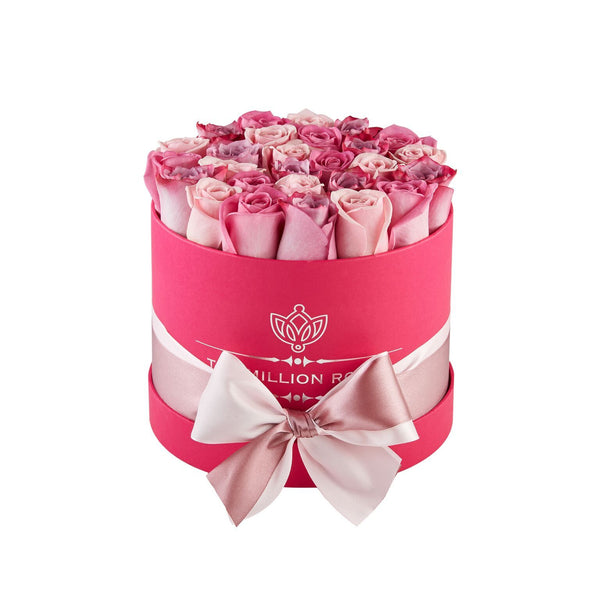 Small - Pink Mix Roses - Pink Box - The Million Roses Slovakia