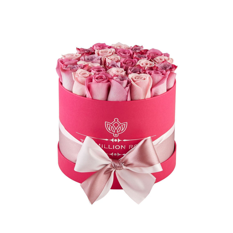 Small - Pink Mix Roses - Pink Box - The Million Roses Slovakia