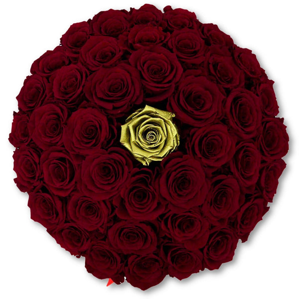 Medium - Red Eternity Roses "Sphere" Gold Touch - Black Box - The Million Roses Slovakia