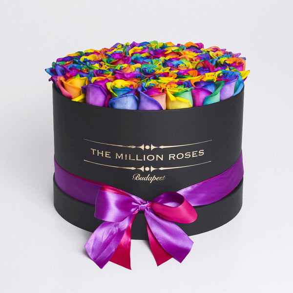 Medium - Rainbow Roses - Black Box - The Million Roses Slovakia