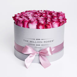 Medium - Purple Roses - Silver Box - The Million Roses Slovakia