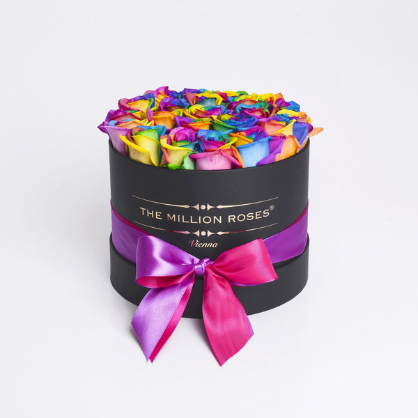 Small - Rainbow Roses - Black Box - The Million Roses Slovakia