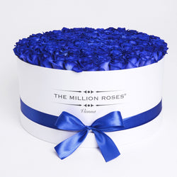 The Million Large Luxury Box - Blue Roses - White Box - The Million Roses Slovakia