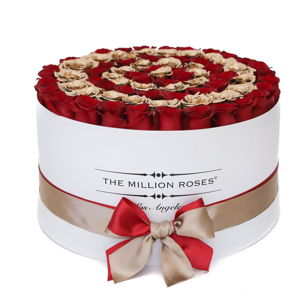 The Million Large Luxury Box - Red Roses & Golden Circles - The Million Roses Slovakia