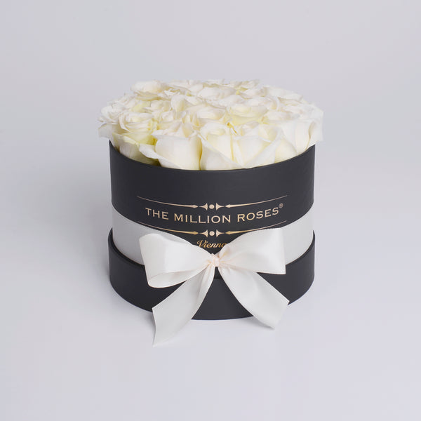 Small - White  Roses - Black Box - The Million Roses Slovakia