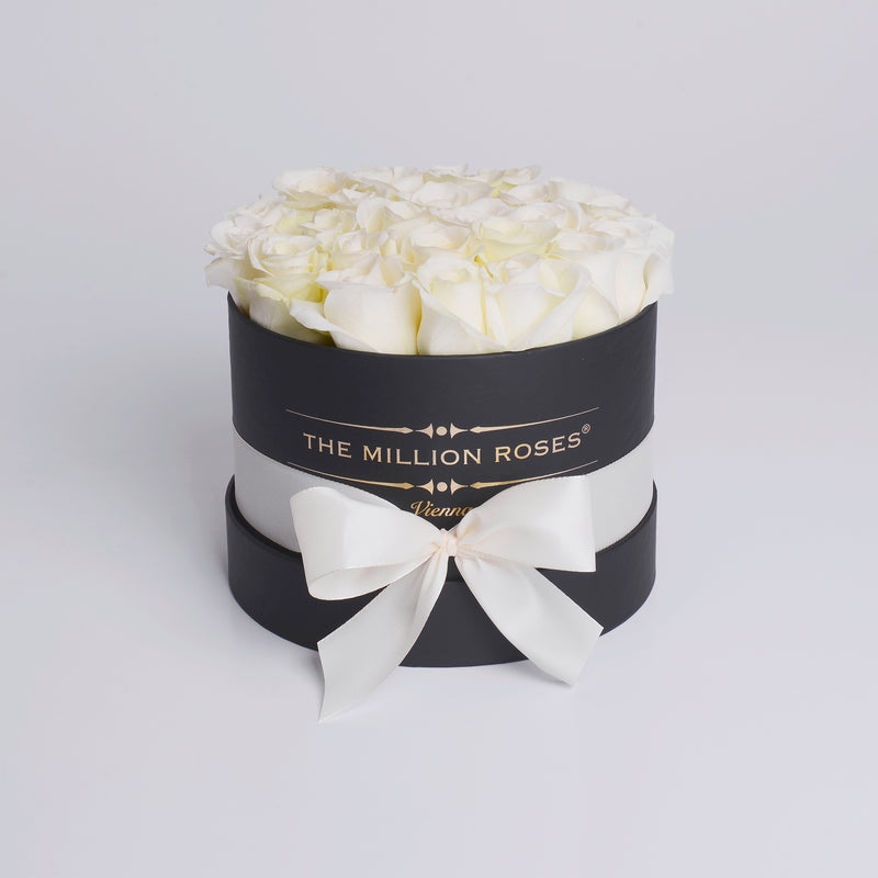 Small - White  Roses - Black Box - The Million Roses Slovakia
