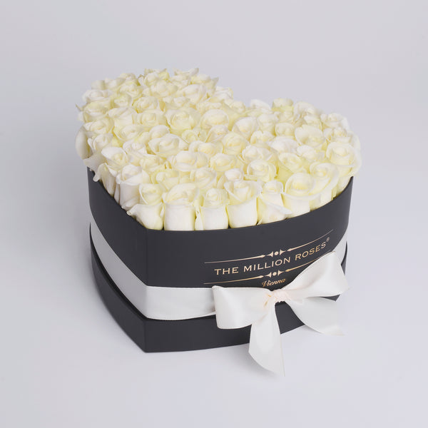 The Million Love Heart - White Roses - Black Box - The Million Roses Slovakia