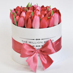 Small - Pink Tulips - White Box - The Million Roses Slovakia