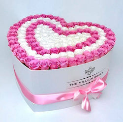 The Million Love Heart -  Pink & White Roses - White Box - The Million Roses Slovakia