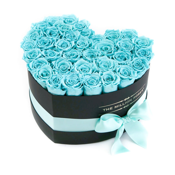 The Million Love Heart - Tiffany Blue Eternity Roses - Black Box - The Million Roses Slovakia