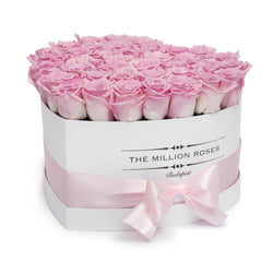 The Million Love Heart - Pink Eternity Roses - White Box - The Million Roses Slovakia