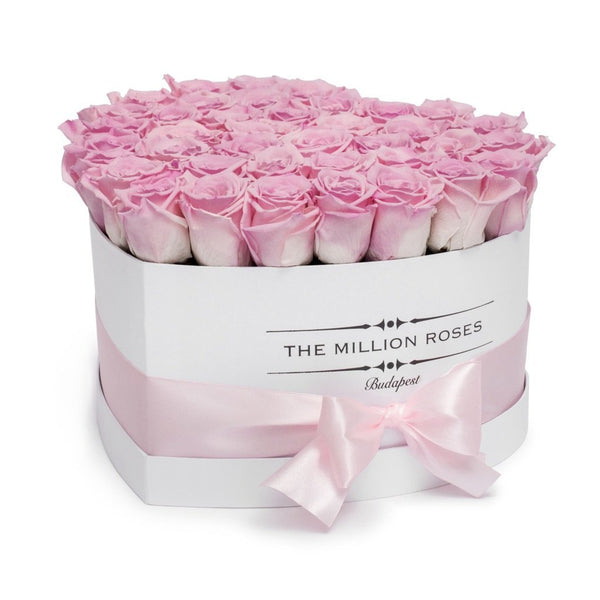 The Million Love Heart - Pink Eternity Roses - White Box - The Million Roses Slovakia