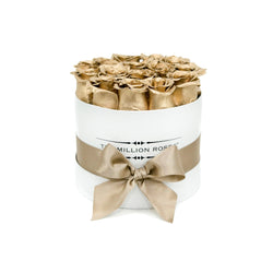 Small - Gold Eternity Roses - White Box - The Million Roses Slovakia
