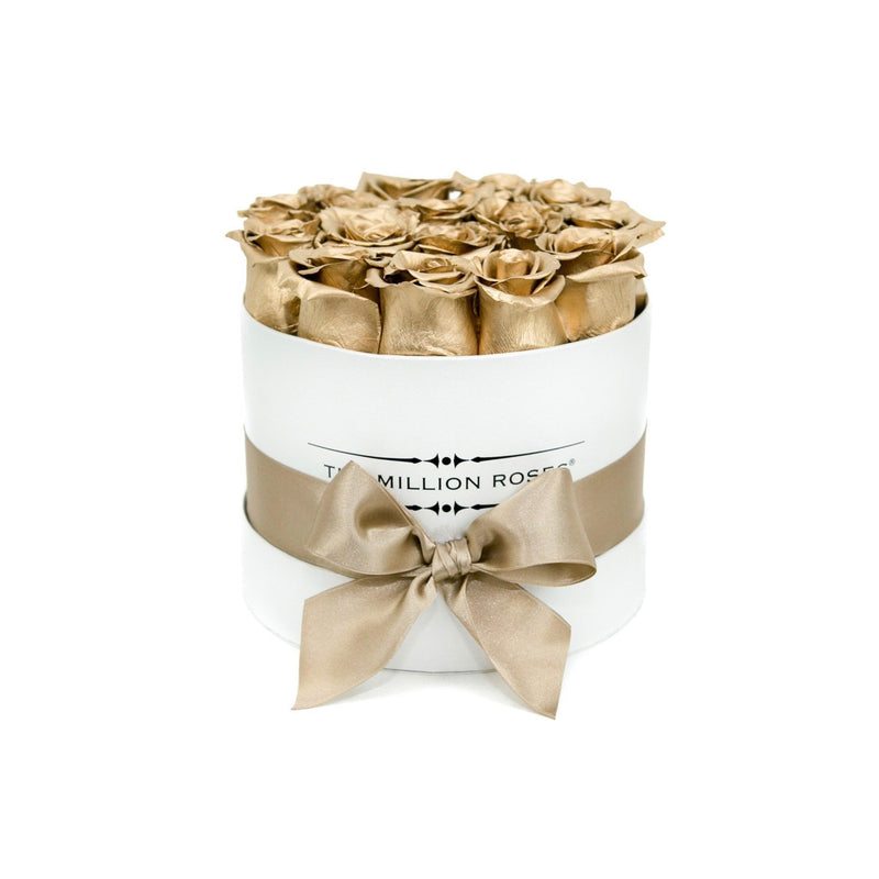 Small - Gold Eternity Roses - White Box - The Million Roses Slovakia