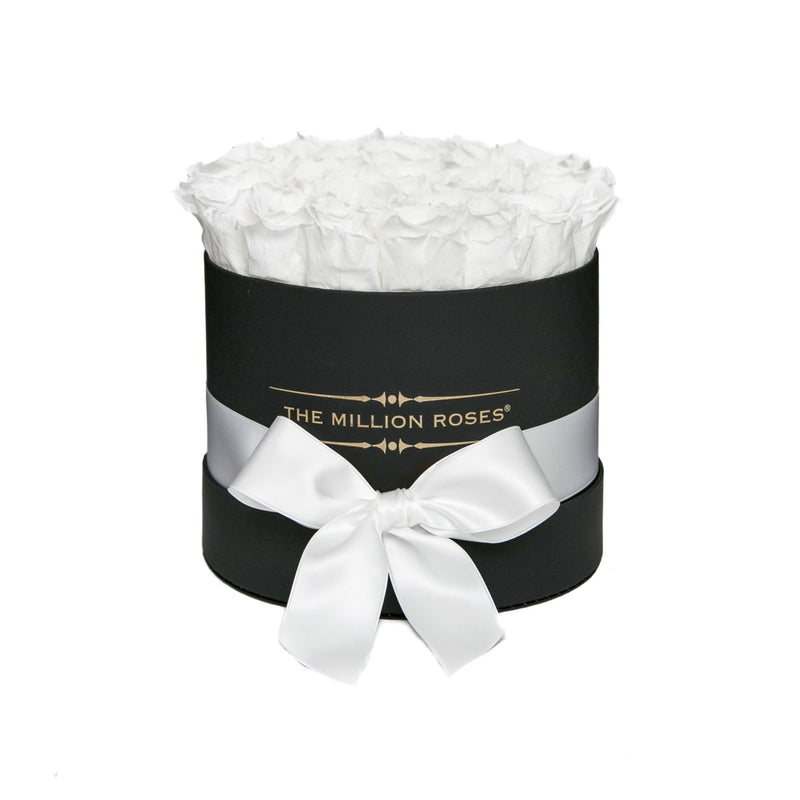 Small - White Eternity Roses - Black Box - The Million Roses Slovakia