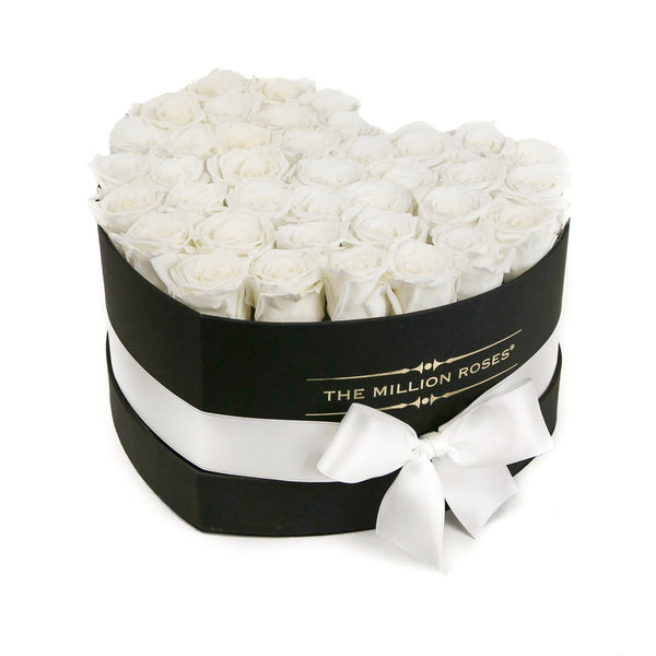The Million Love Heart - White Eternity Roses - Black Box - The Million Roses Slovakia