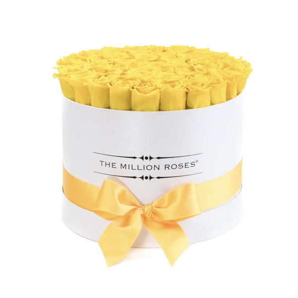 Medium - Yellow Eternity Roses - White Box - The Million Roses Slovakia