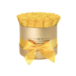 Small - Yellow Eternity Roses - Gold Box - The Million Roses Slovakia