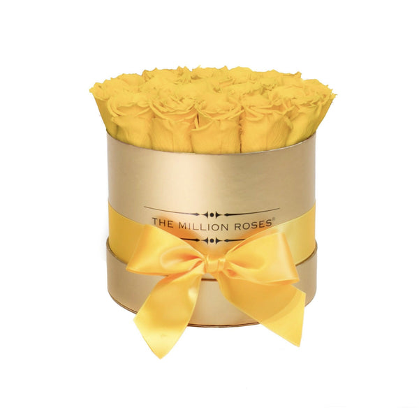 Small - Yellow Eternity Roses - Gold Box - The Million Roses Slovakia
