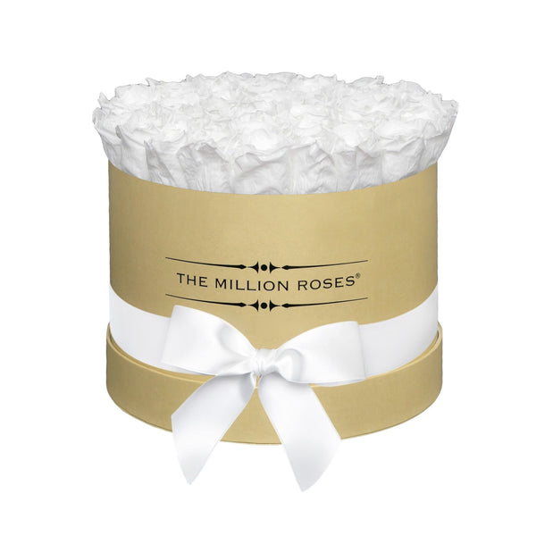 Medium - White Eternity Roses - Gold Box - The Million Roses Slovakia