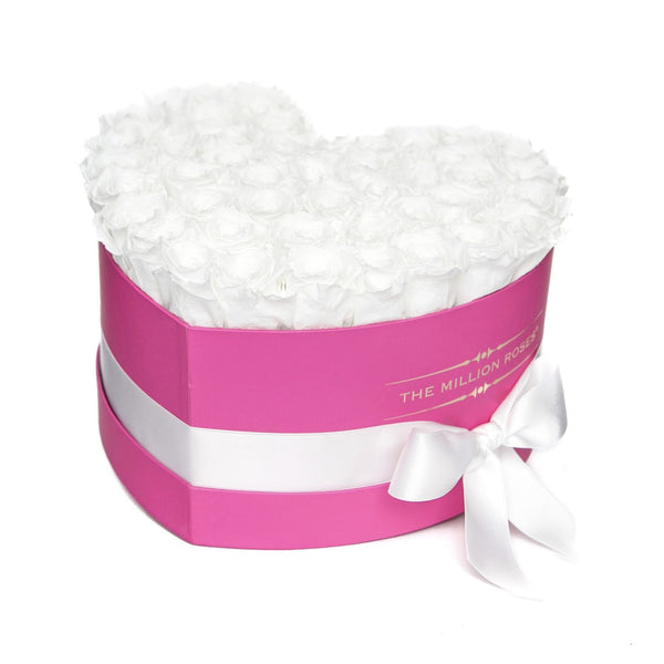 The Million Love Heart - White Eternity Roses - Hot Pink Box - The Million Roses Slovakia
