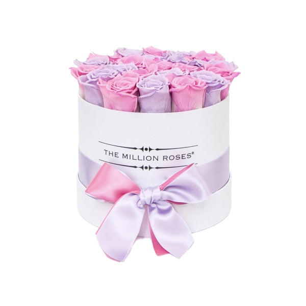 Small - Lavender & Candy Pink Eternity Roses - White Box - The Million Roses Slovakia