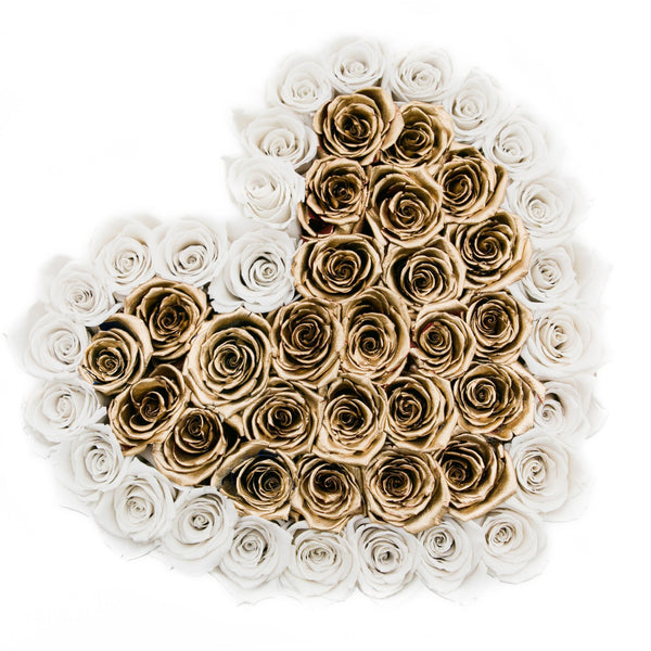 The Million Love Heart - White/Gold Eternity Roses - White Box - The Million Roses Slovakia