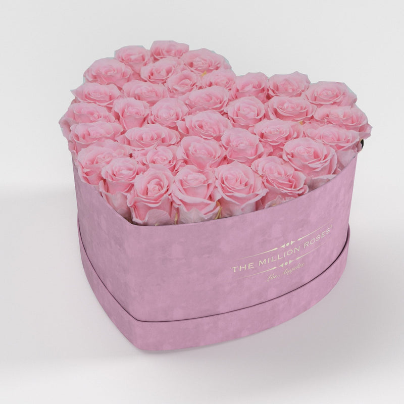 NOVÝ Bledoruzový semišový srdiečkový box - The Million Roses Slovakia