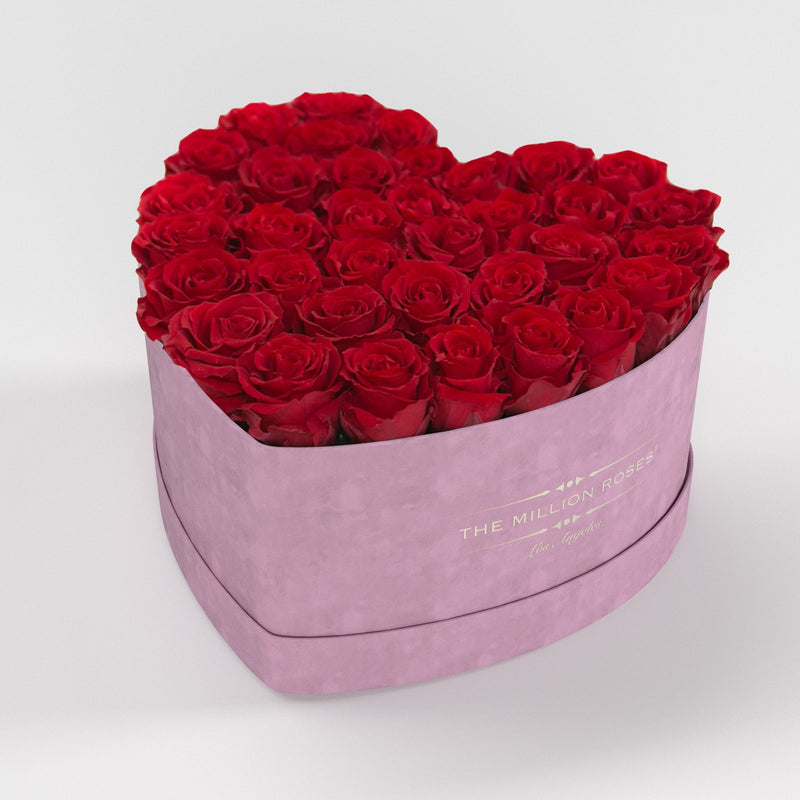 NOVÝ Bledoruzový semišový srdiečkový box - The Million Roses Slovakia
