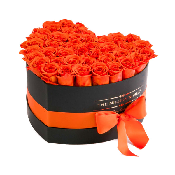 The Million Love Heart - Hermès Orange Roses - Black Box - The Million Roses Slovakia
