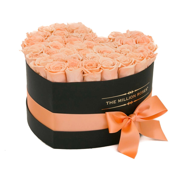 The Million Love Heart - Peach Eternity Roses - Black Box - The Million Roses Slovakia