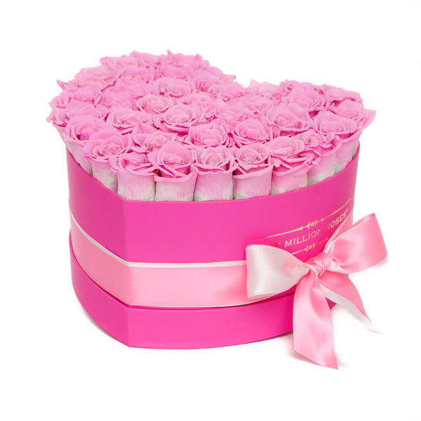 The Million Love Heart - Pink Roses - Hot Pink Box - The Million Roses Slovakia