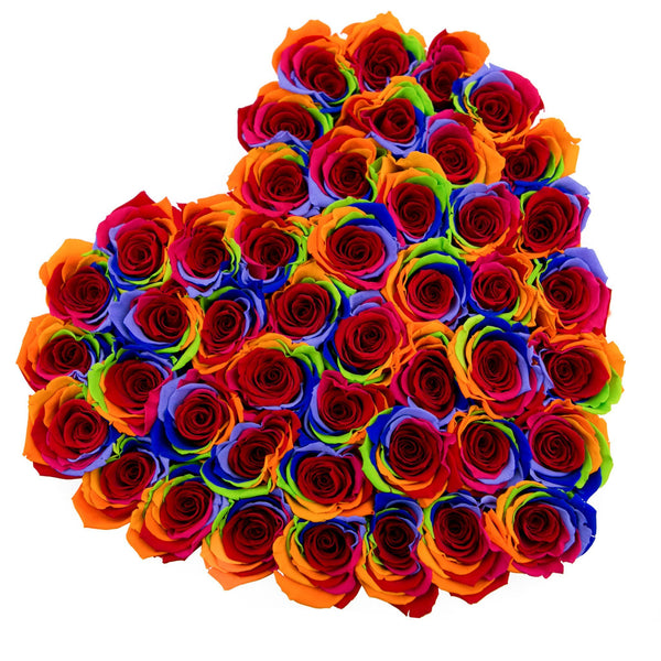 The Million Love Heart - Rainbow Eternity Roses - White Box - The Million Roses Slovakia