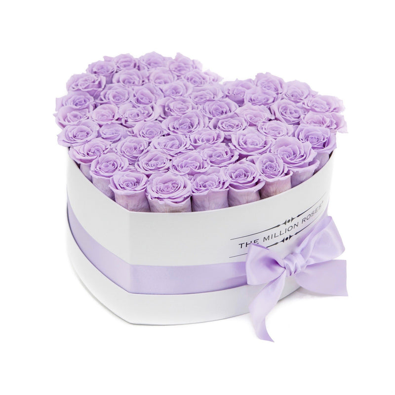 The Million Love Heart - Lavender Eternity Roses - White Box - The Million Roses Slovakia