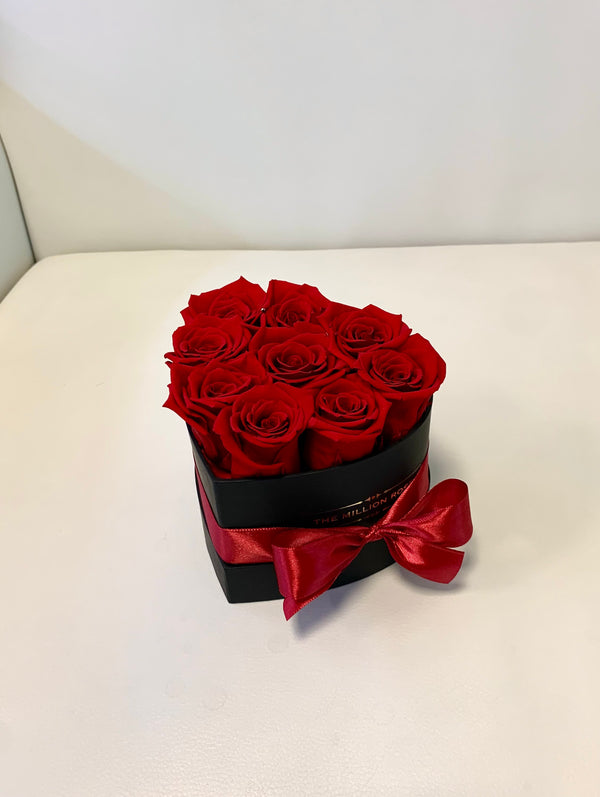 The Little Million Love Heart - Red Eternity Roses - Black Box - The Million Roses Slovakia