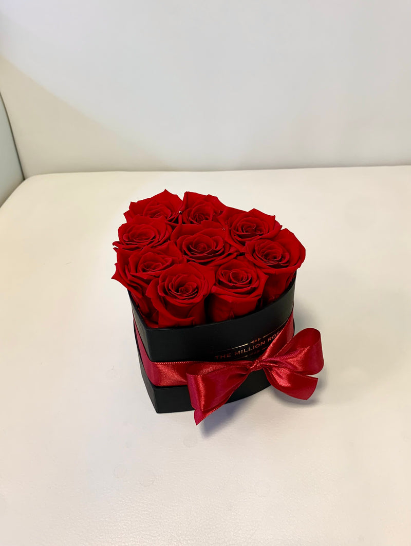 The Little Million Love Heart - Red Eternity Roses - Black Box - The Million Roses Slovakia
