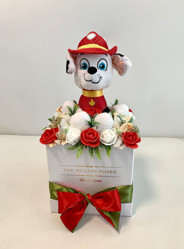 Box plyšovými hračkami (Paw Patrol - Marshall) - The Million Roses Slovakia