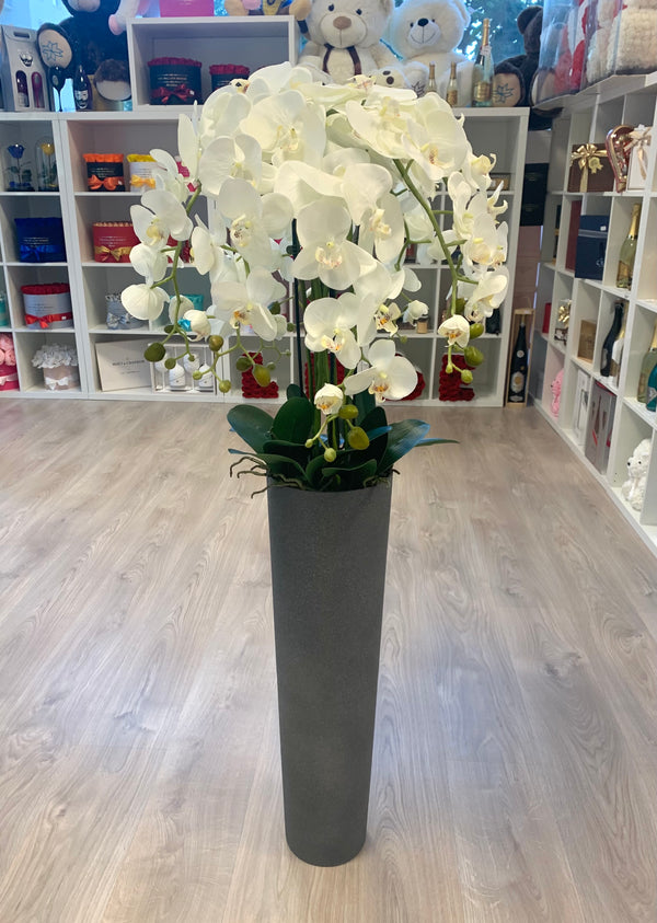 Orchidea s kvetináčom 125 cm, biela - The Million Roses Slovakia