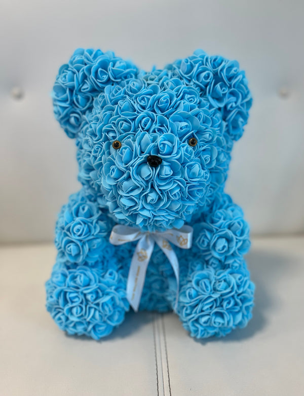 Rose Bear-  Blue, 40cm - The Million Roses Slovakia