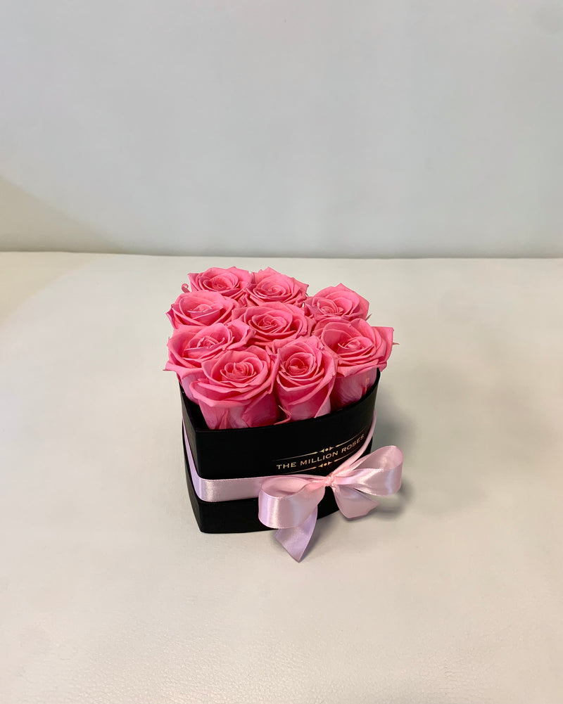 The Little Million Love Heart - Pink Eternity Roses - Black Box - The Million Roses Slovakia