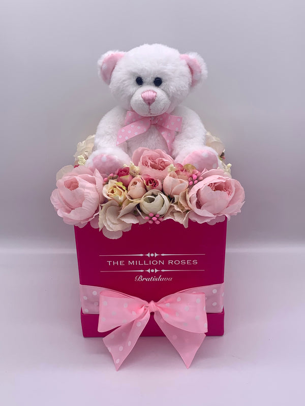 Box plyšovými hračkami (Macík) - The Million Roses Slovakia