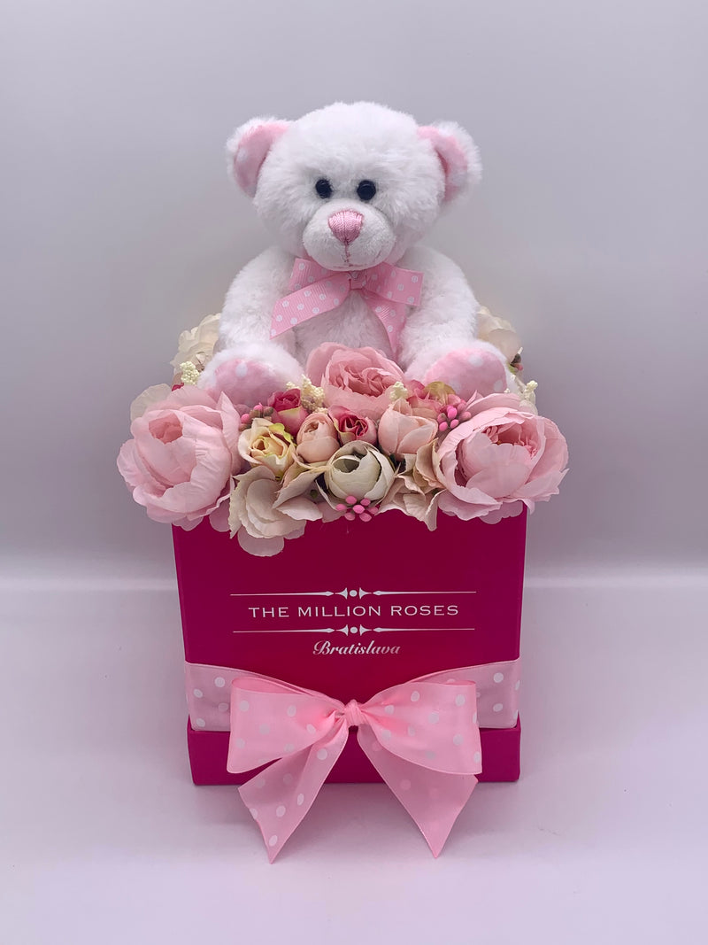 Box plyšovými hračkami (Macík) - The Million Roses Slovakia