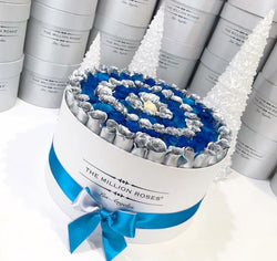 The Million Large Luxury Box - Silver & Blue Roses - The Million Roses Slovakia