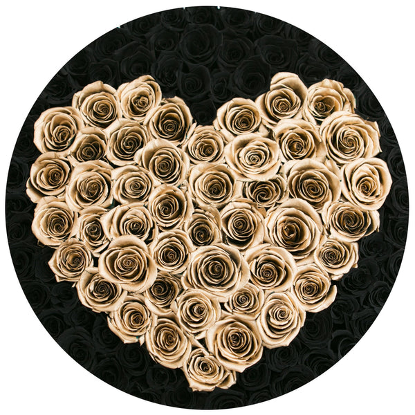 The Million Large Luxury Box - Black Roses & Gold Eternity Heart - Black Box - The Million Roses Slovakia
